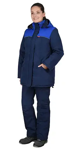 Костюм рабочий женский утепленный зимний Авангард "Снежка" темно-синий, васильковый Костюм рабочий женский утепленный зимний Авангард "Снежка" темно-синий, васильковый