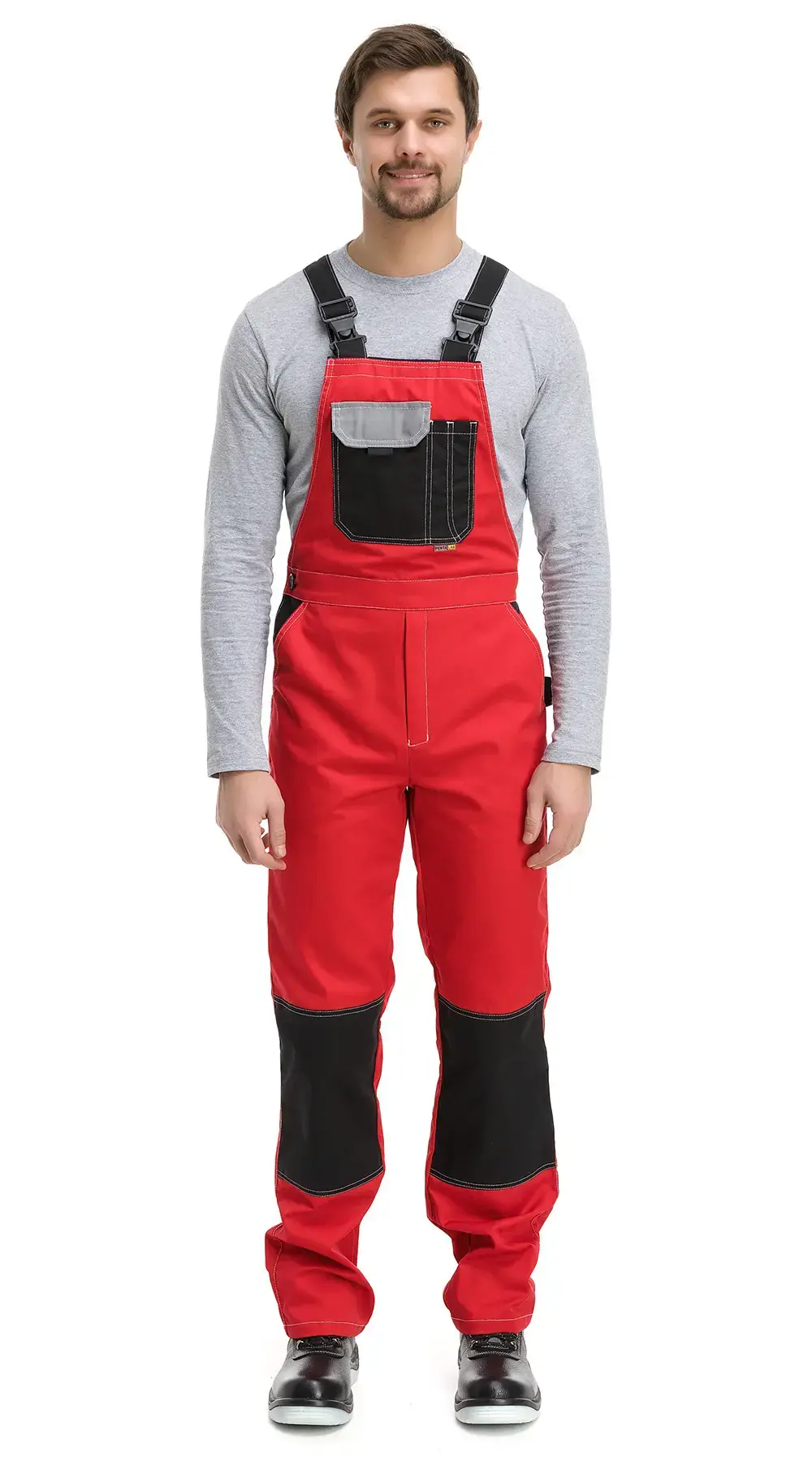 Костюм рабочий мужской летний RONTA KS212 с полукомбинезоном красный, серый, черный Костюм рабочий мужской летний RONTA KS212 с полукомбинезоном красный, серый, черный