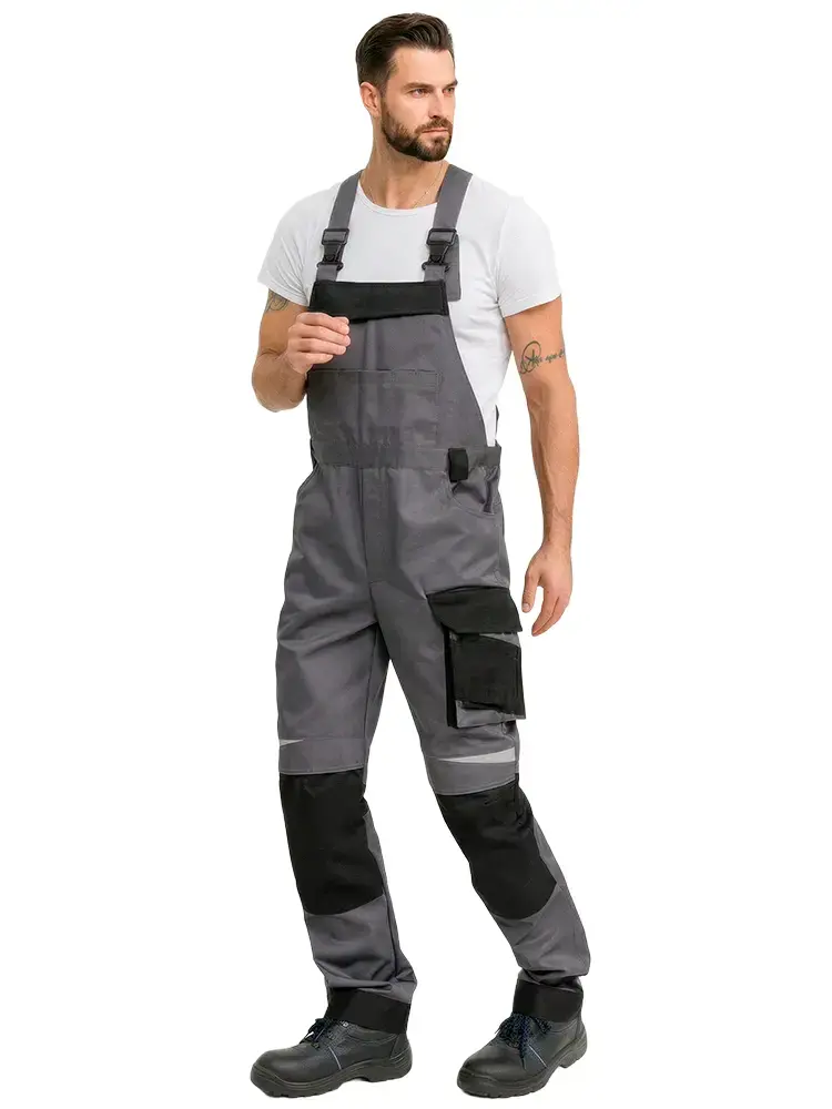 Полукомбинезон рабочий мужской летний RONTA PL210 темно-серый, черный