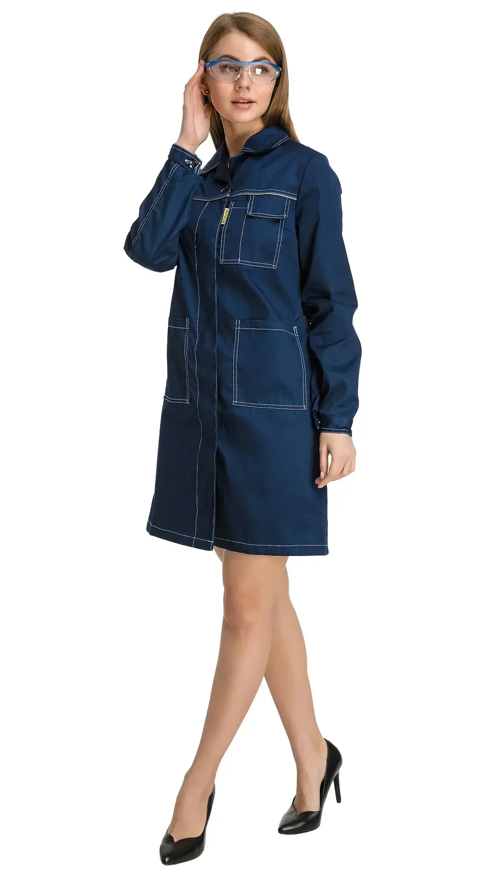 Халат рабочий женский летний RONTA HL701 темно-синий