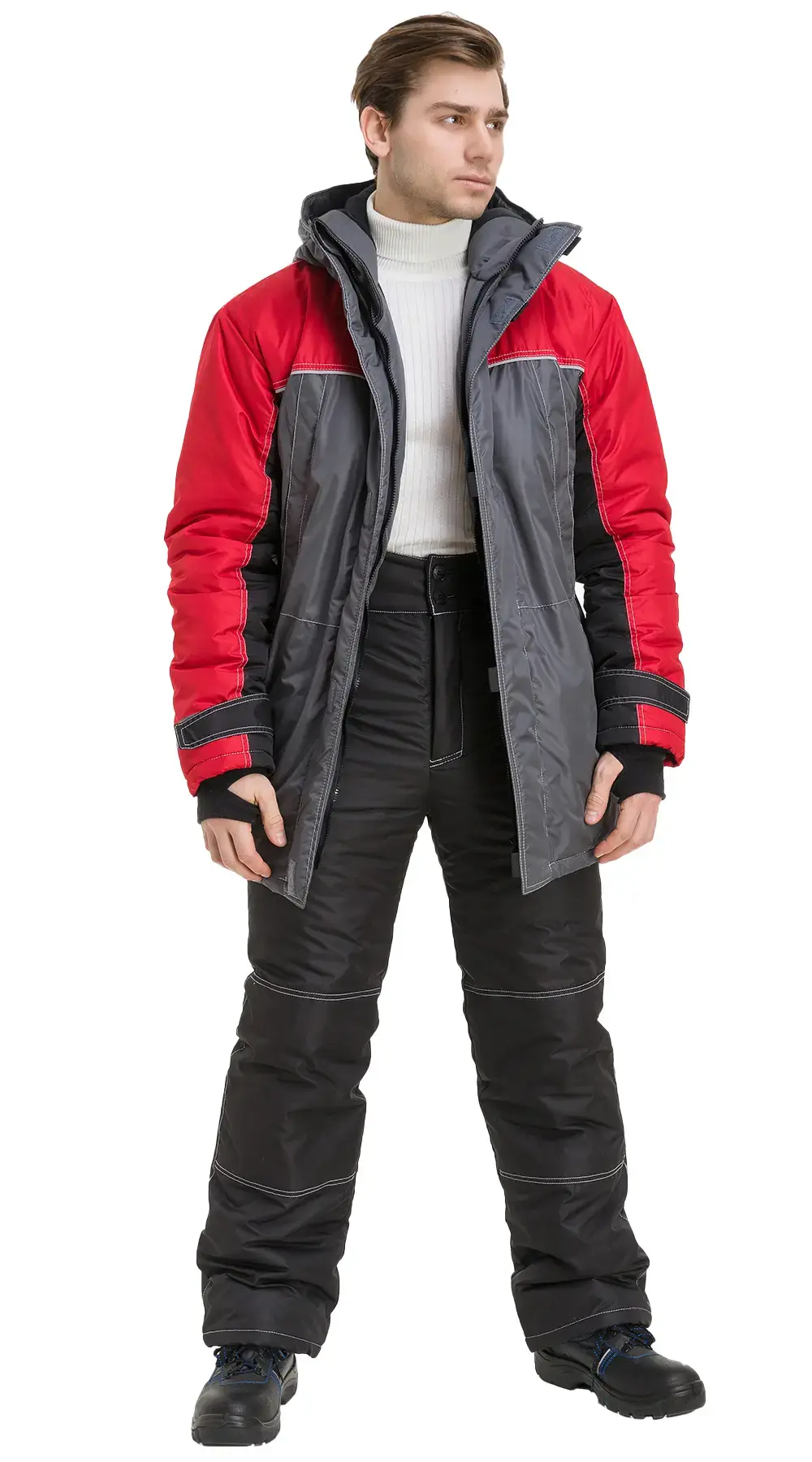 Куртка рабочая мужская зимняя утепленная RONTA KR930 темно-серая, черная, красная