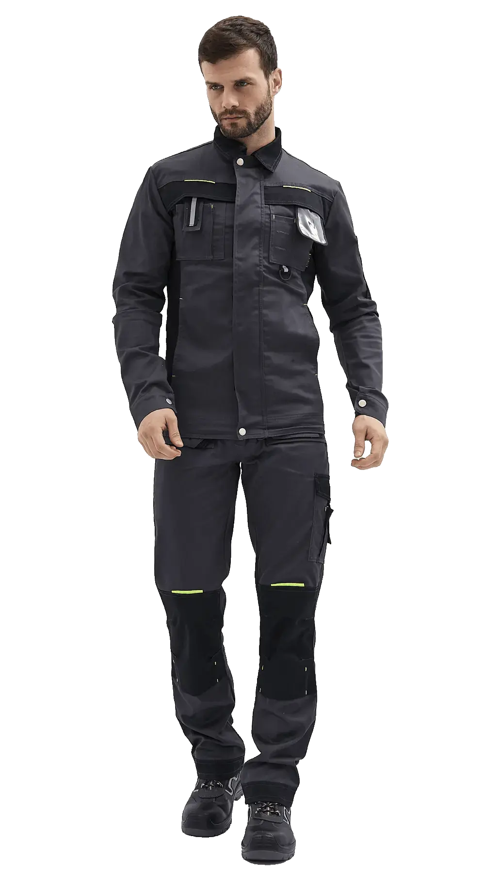 Куртка рабочая мужская летняя RONTA KR814 темно-серый, черный, лаймовый