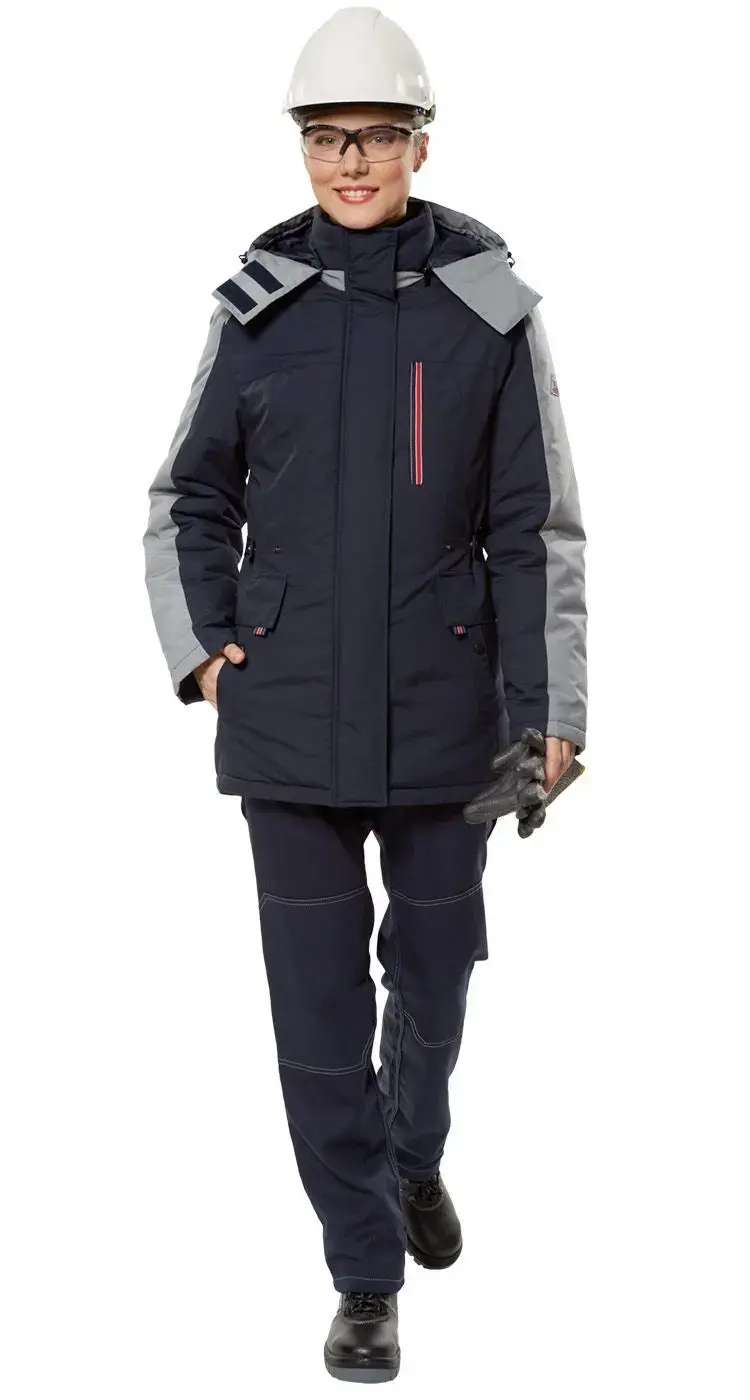 Куртка рабочая женская зимняя утепленная Авангард "Альфа" черная, светло-серая