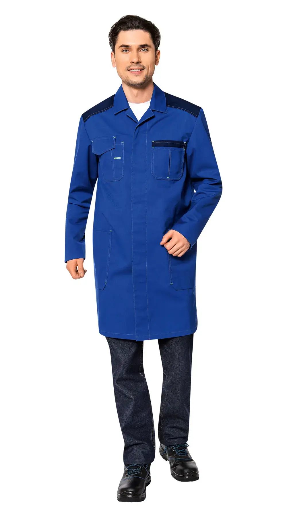 Халат мужской летний "Уран" (васильковый/черный)