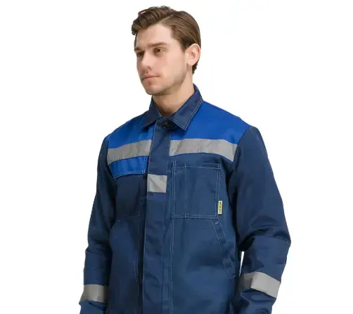Костюм рабочий мужской летний RONTA KS812 с полукомбинезоном темно-синий, васильковый