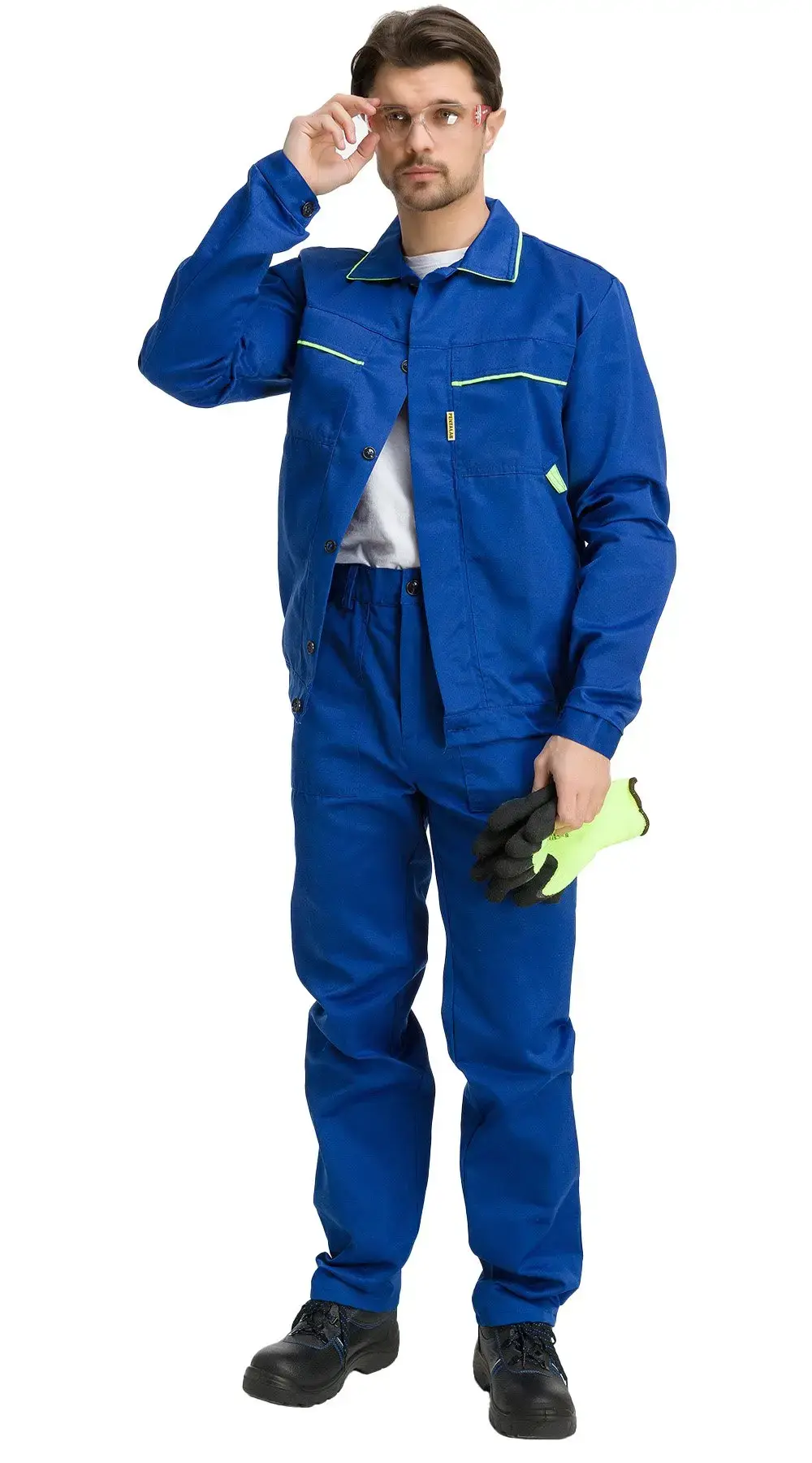 Костюм рабочий мужской летний RONTA KS621 с брюками васильковый, лаймовый