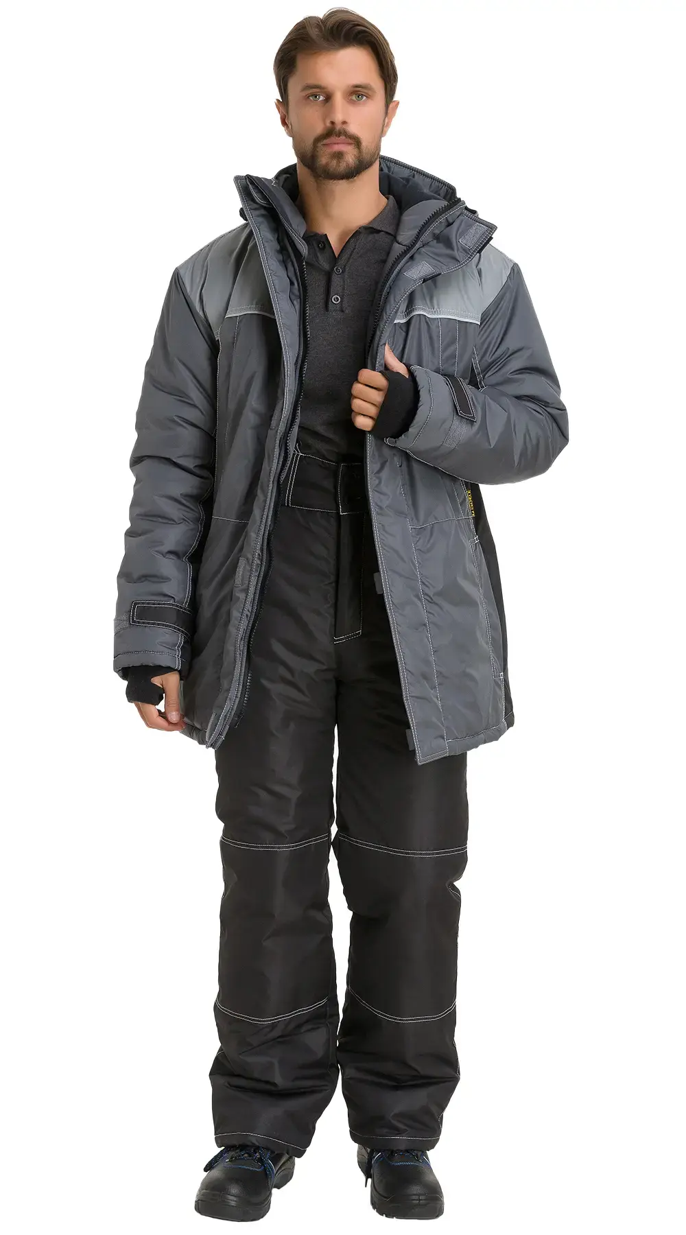 Куртка рабочая мужская зимняя утепленная RONTA KR930 темно-серая, черная, светло-серая