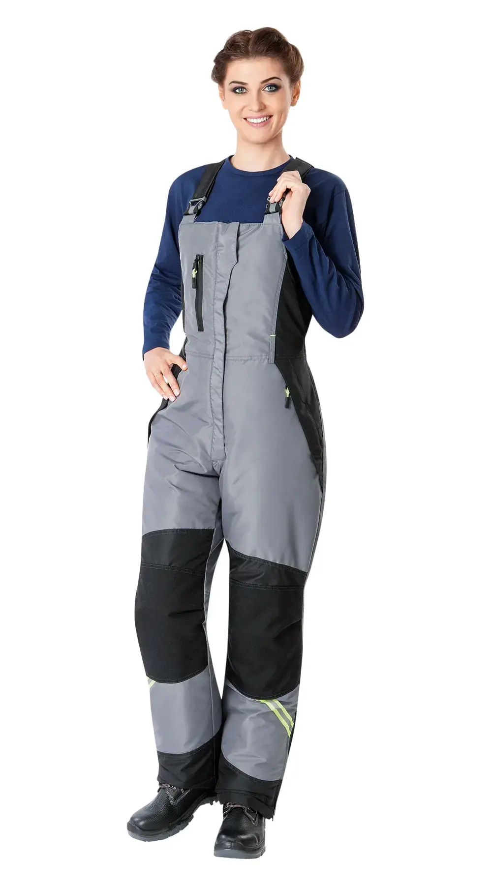 Полукомбинезон рабочий женский зимний утепленный Восток-Сервис "Леди Уран" светло-серый, черный
