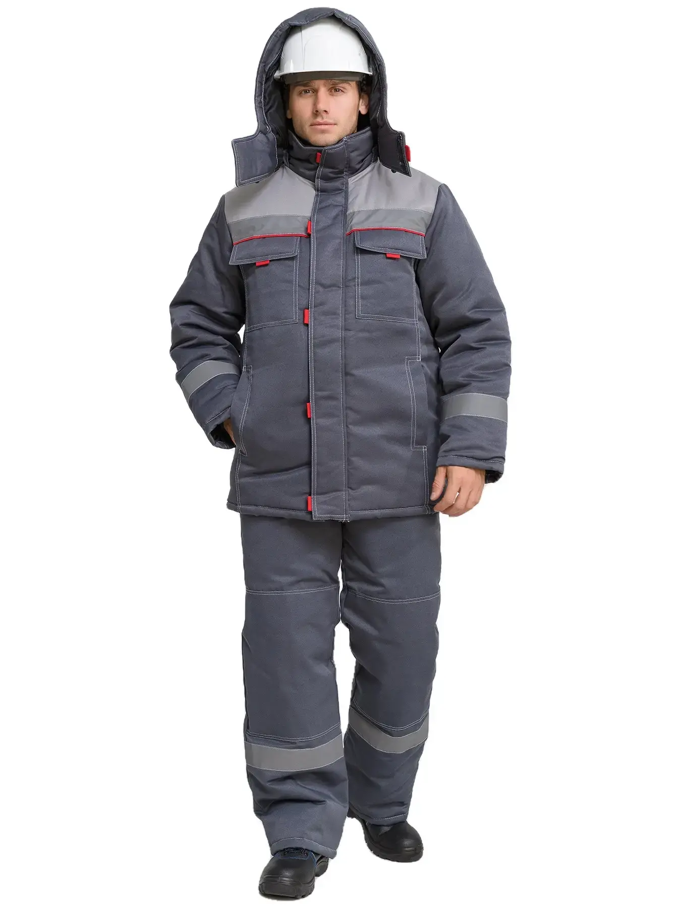 Костюм рабочий мужской утепленный зимний RONTA KSFAVORIT темно-серый, светло-серый