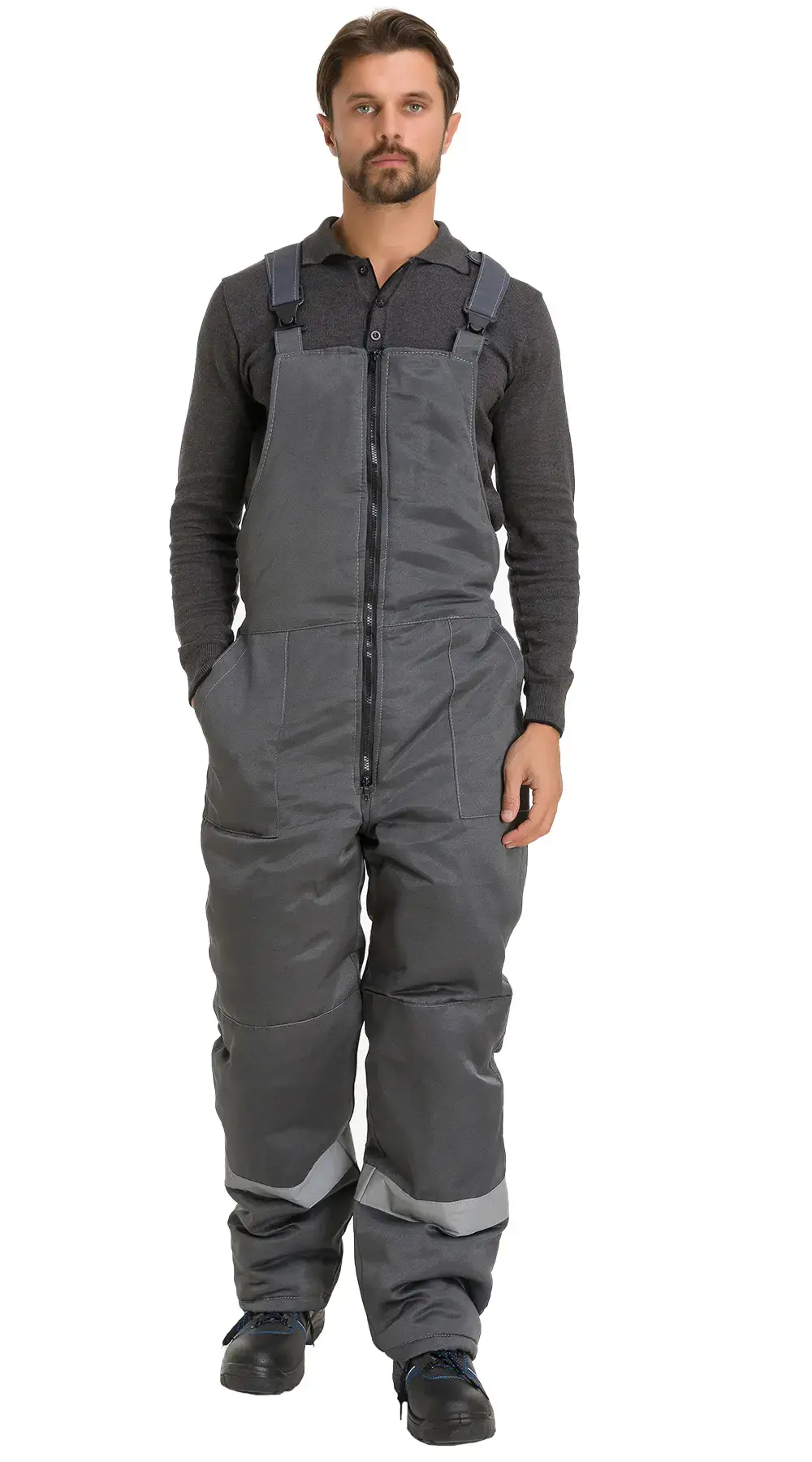 Полукомбинезон рабочий мужской зимний утепленный RONTA PL241 темно-серый
