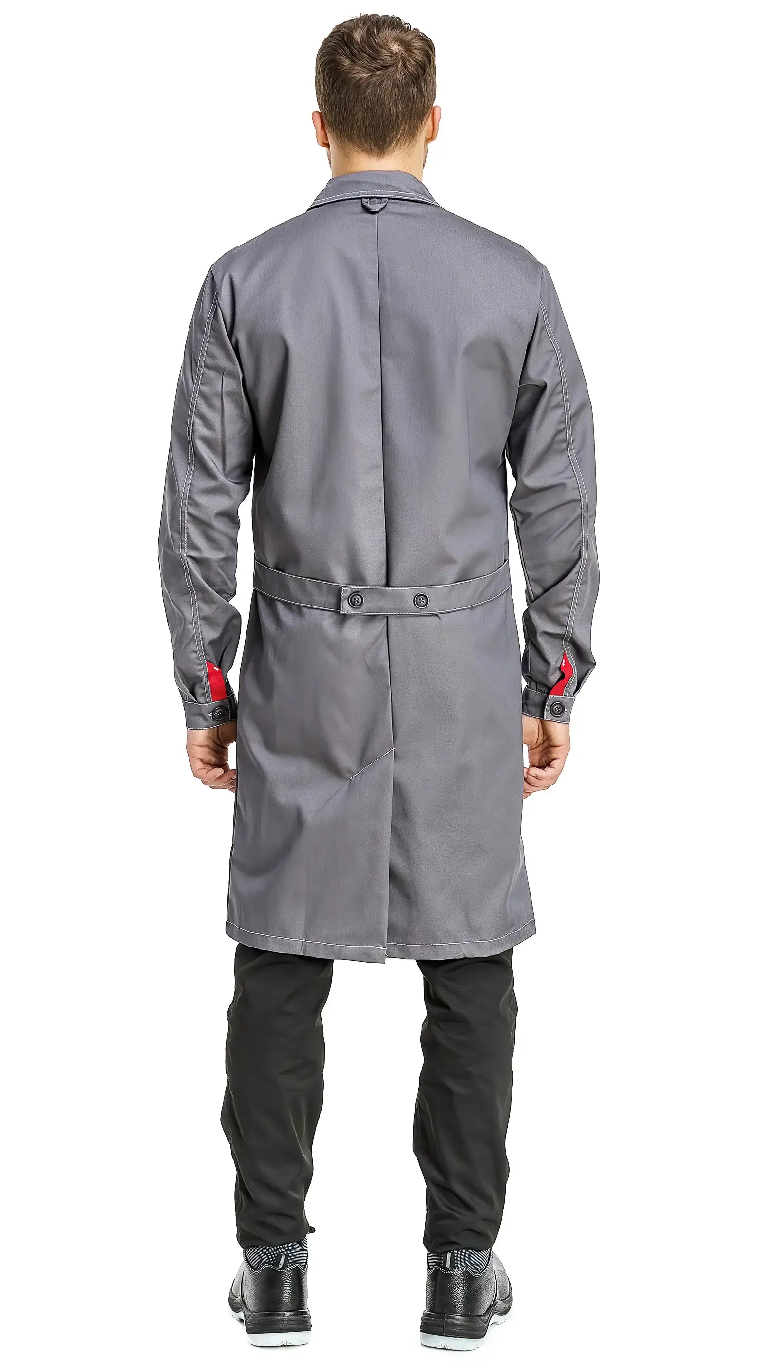 Халат рабочий мужской летний RONTA HL102 темно-серый, красный