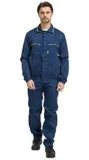 Костюм рабочий мужской летний RONTA KS621 с брюками темно-синий, лаймовый Костюм рабочий мужской летний RONTA KS621 с брюками темно-синий, лаймовый