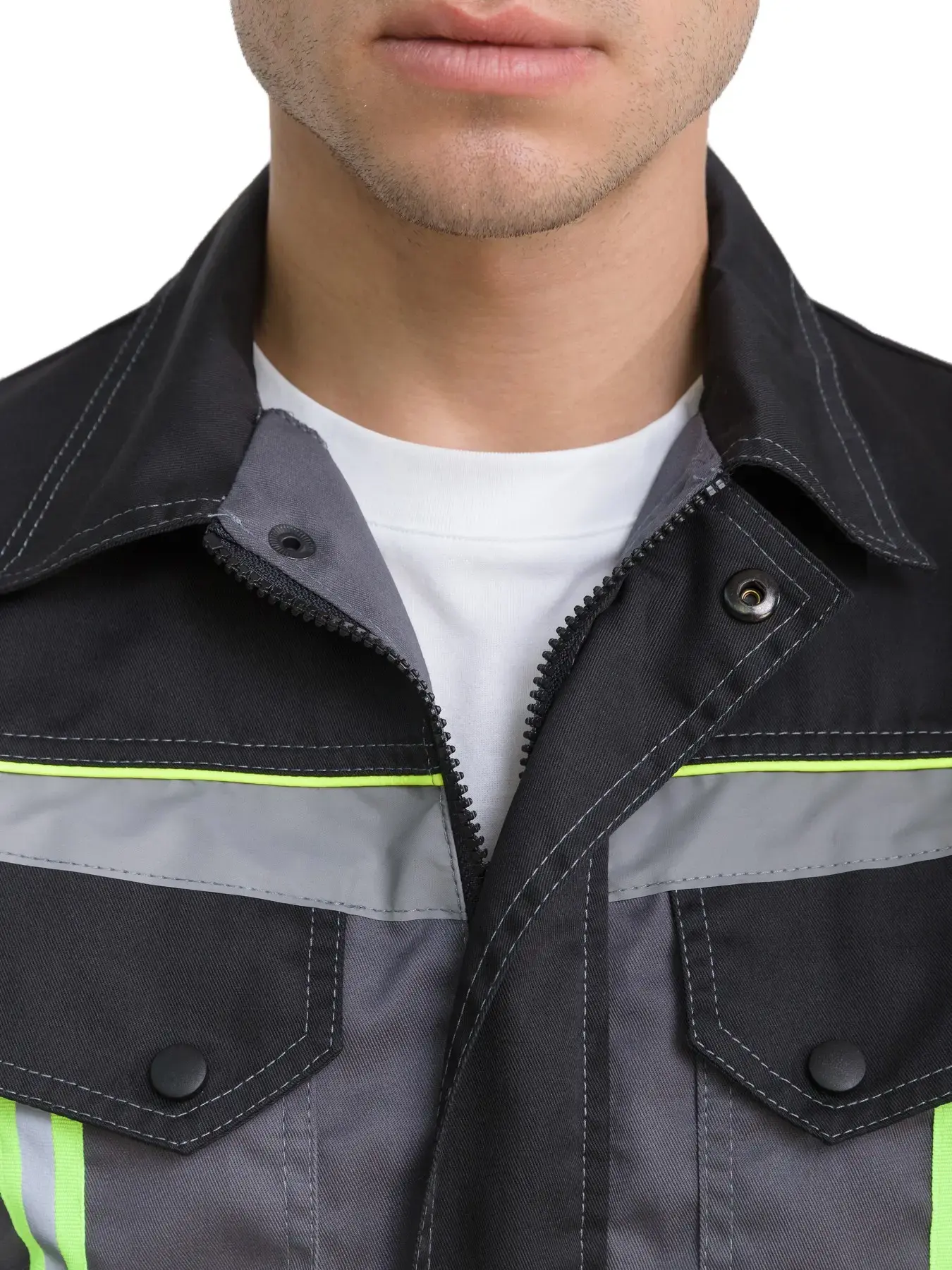 Костюм рабочий мужской летний RONTA KS806 с брюками темно-серый, черный, лаймовый