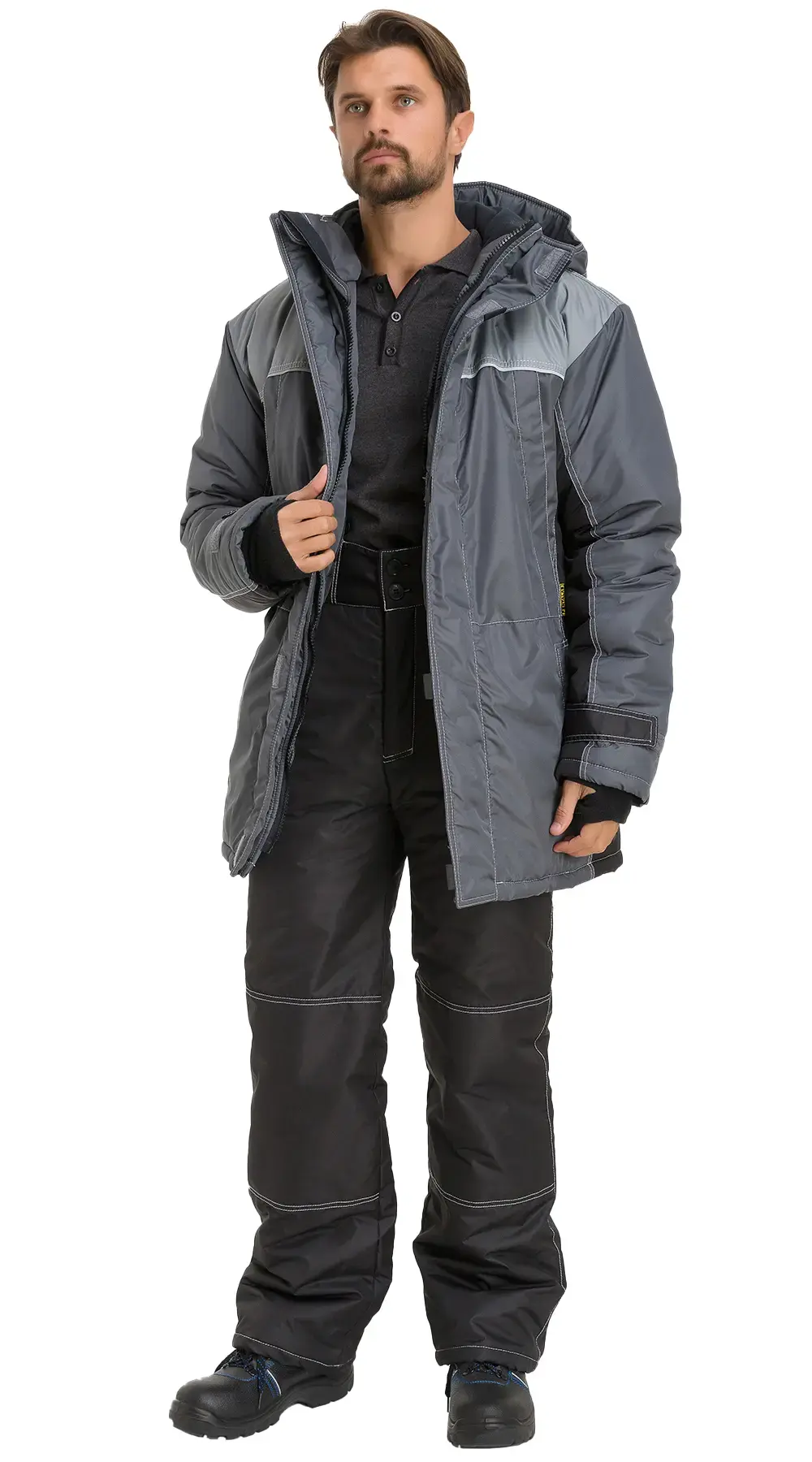 Куртка рабочая мужская зимняя утепленная RONTA KR930 темно-серая, черная, светло-серая