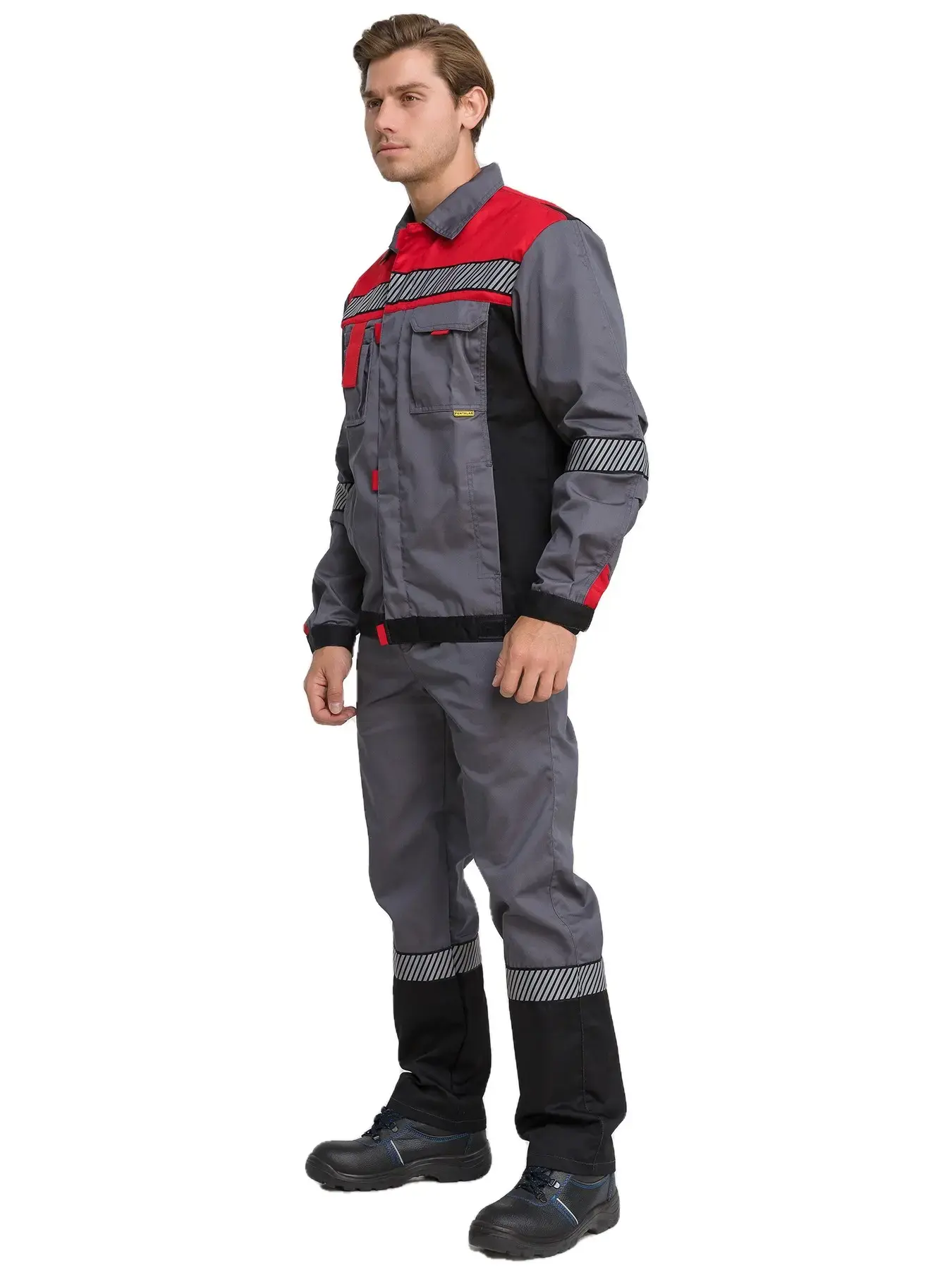 Костюм рабочий мужской летний RONTA KS261 с брюками темно-серый, красный, черный