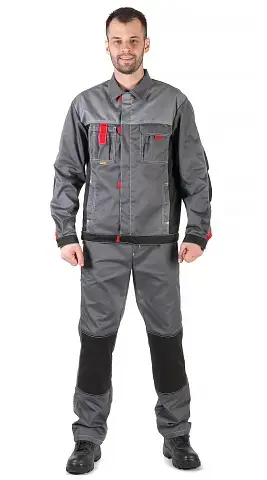 Костюм рабочий мужской летний RONTA KS212 серый, черный, красный Костюм рабочий мужской летний RONTA KS212 серый, черный, красный
