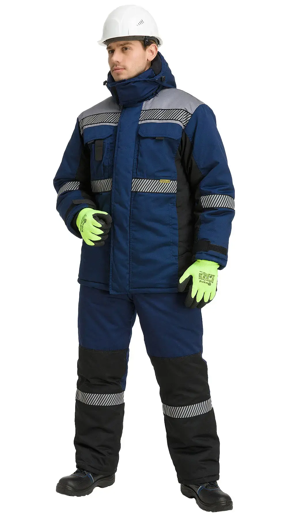 Костюм рабочий мужской утепленный зимний RONTA KS581 с СОП темно-синий, серый, черный