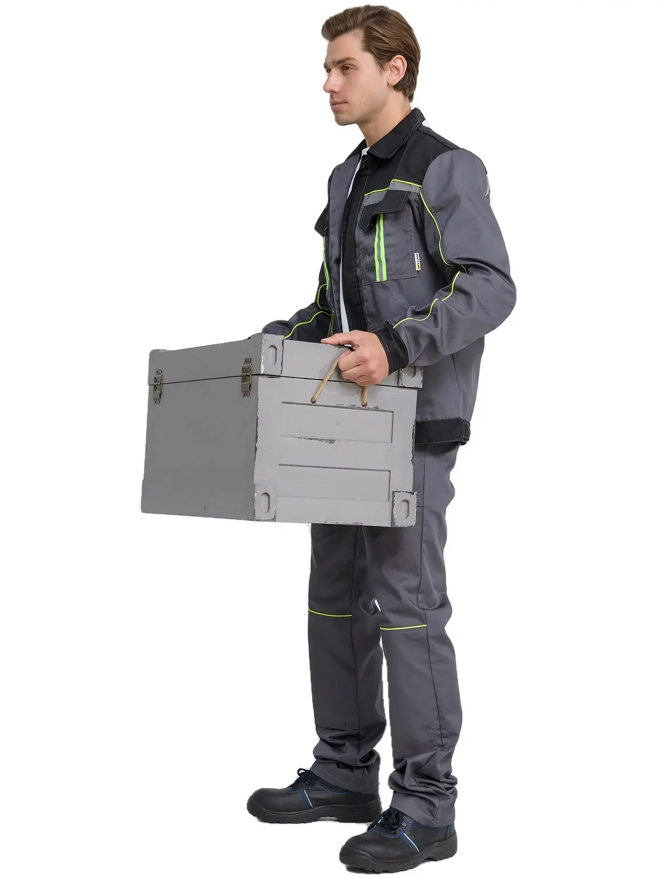 Костюм рабочий мужской летний RONTA KS806 с брюками темно-серый, черный, лаймовый