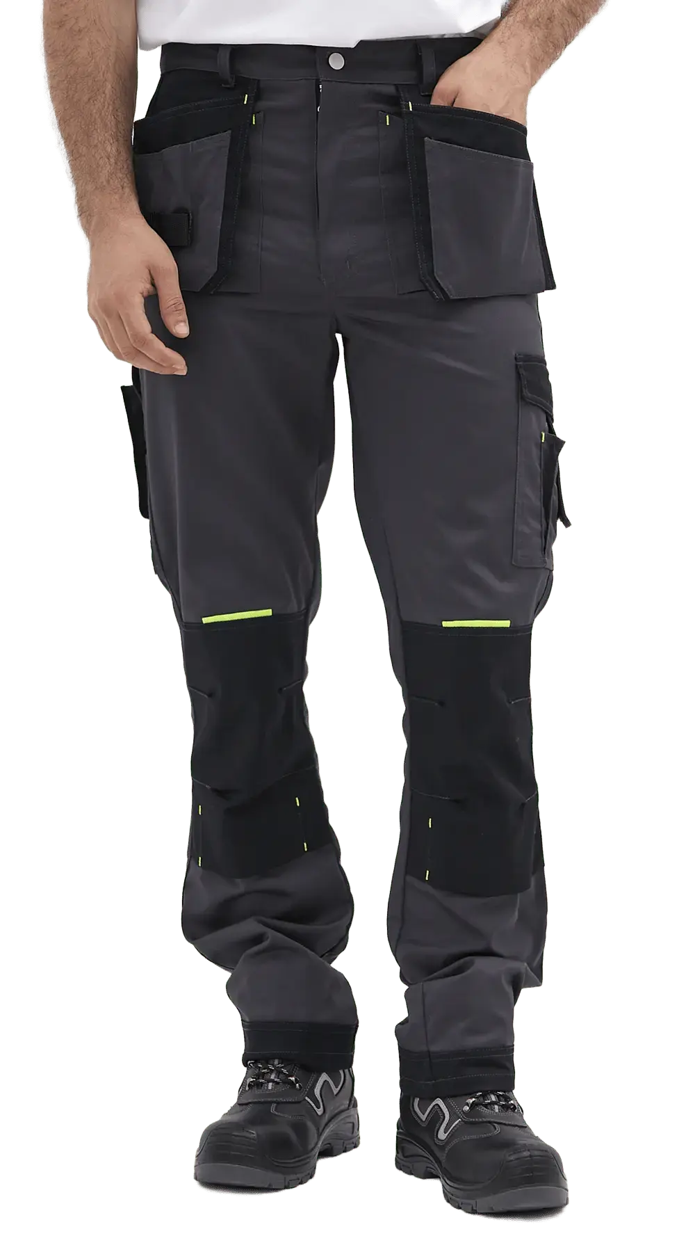 Брюки рабочие мужские летние RONTA BR814 темно-серые, черные, лаймовые
