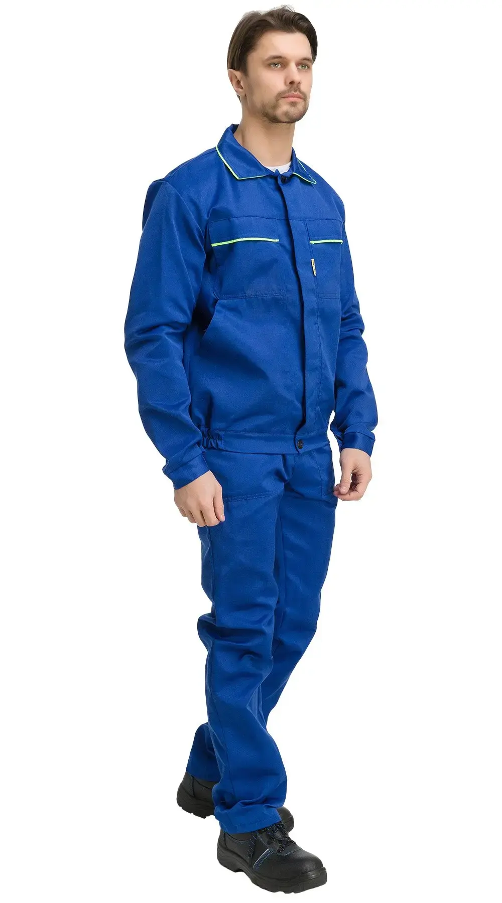 Костюм рабочий мужской летний RONTA KS621 с брюками васильковый, лаймовый