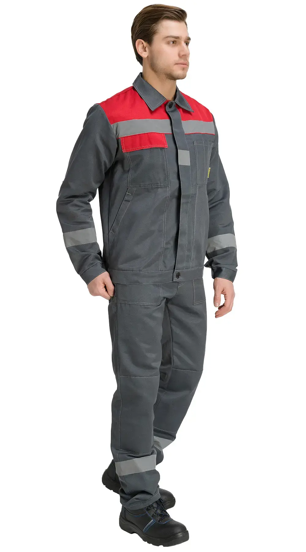 Костюм рабочий мужской летний RONTA KS811 с брюками темно-серый, красный
