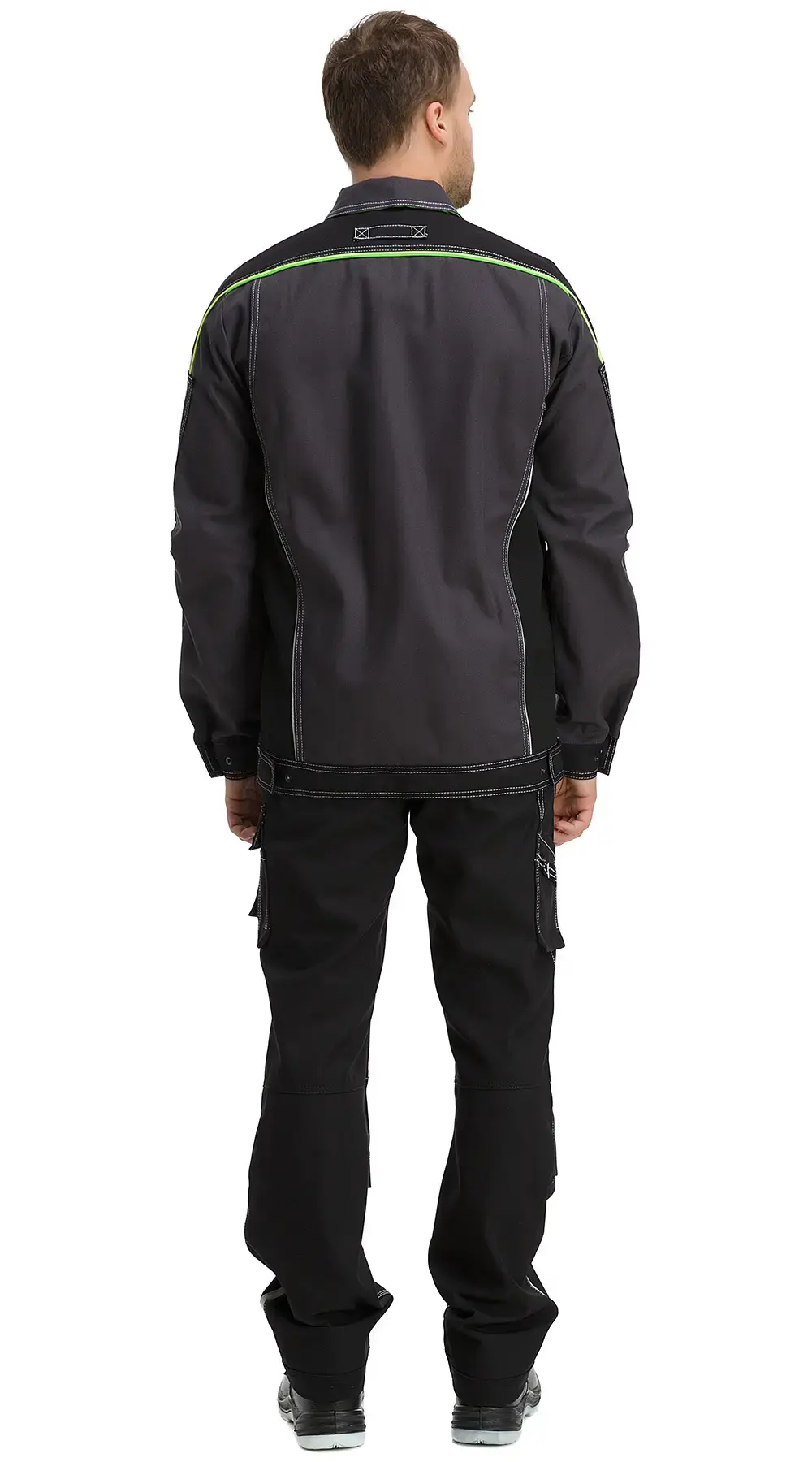 Куртка рабочая мужская летняя Техноавия "Стокгольм-Лайм" темно-серый, черный, лаймовый