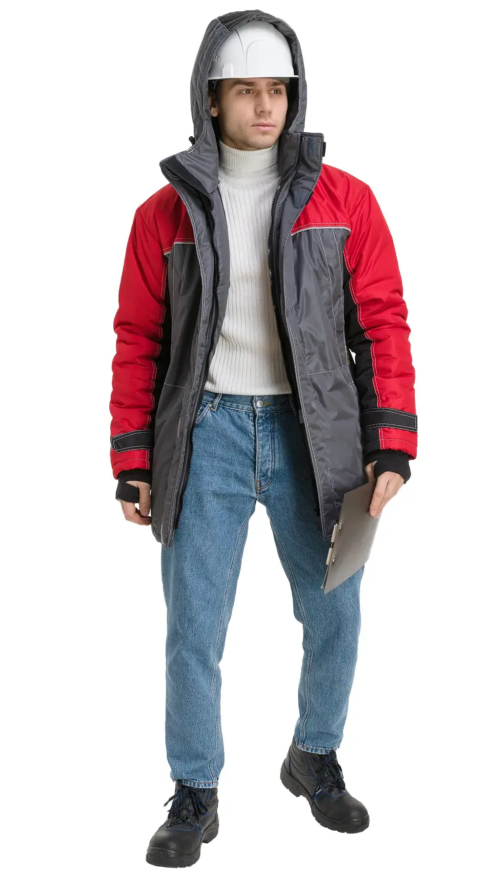 Куртка рабочая мужская зимняя утепленная RONTA KR930 темно-серая, черная, красная