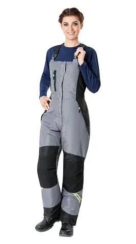 Полукомбинезон рабочий женский зимний утепленный Восток-Сервис "Леди Уран" светло-серый, черный