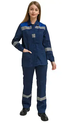 Костюм рабочий женский летний RONTA KS815 с брюками темно-синий, васильковый