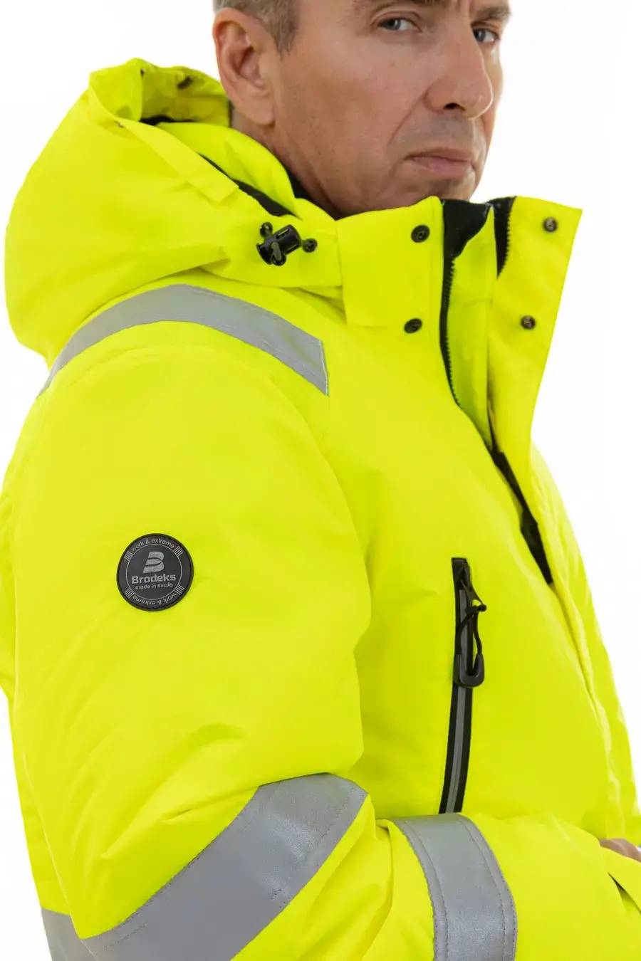 Зимняя сигнальная куртка-парка BRODEKS KW220, желтый/черный