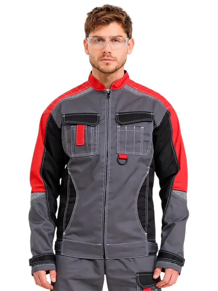 Куртка рабочая мужская летняя RONTA KR206 темно-серый, черный, краcный