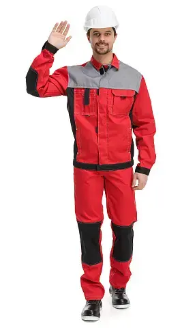 Костюм рабочий мужской летний RONTA KS212 с полукомбинезоном красный, серый, черный Костюм рабочий мужской летний RONTA KS212 с полукомбинезоном красный, серый, черный