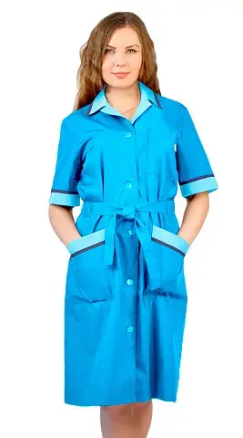 Халат рабочий женский летний RONTA HL509 голубой, светло-голубой, васильковый Халат рабочий женский летний RONTA HL509 голубой, светло-голубой, васильковый