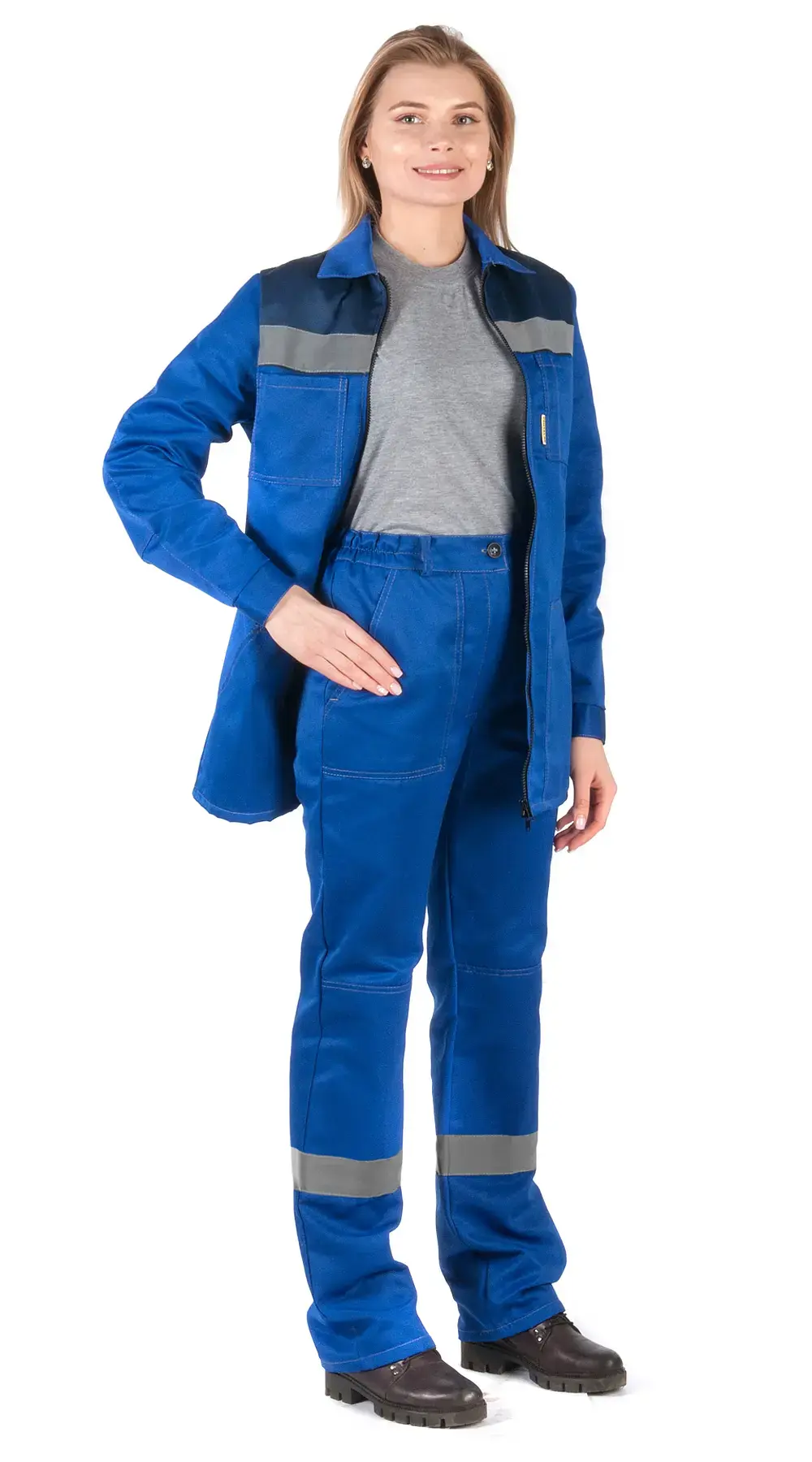 Костюм рабочий женский летний RONTA KS815 с брюками васильковый, темно-синий