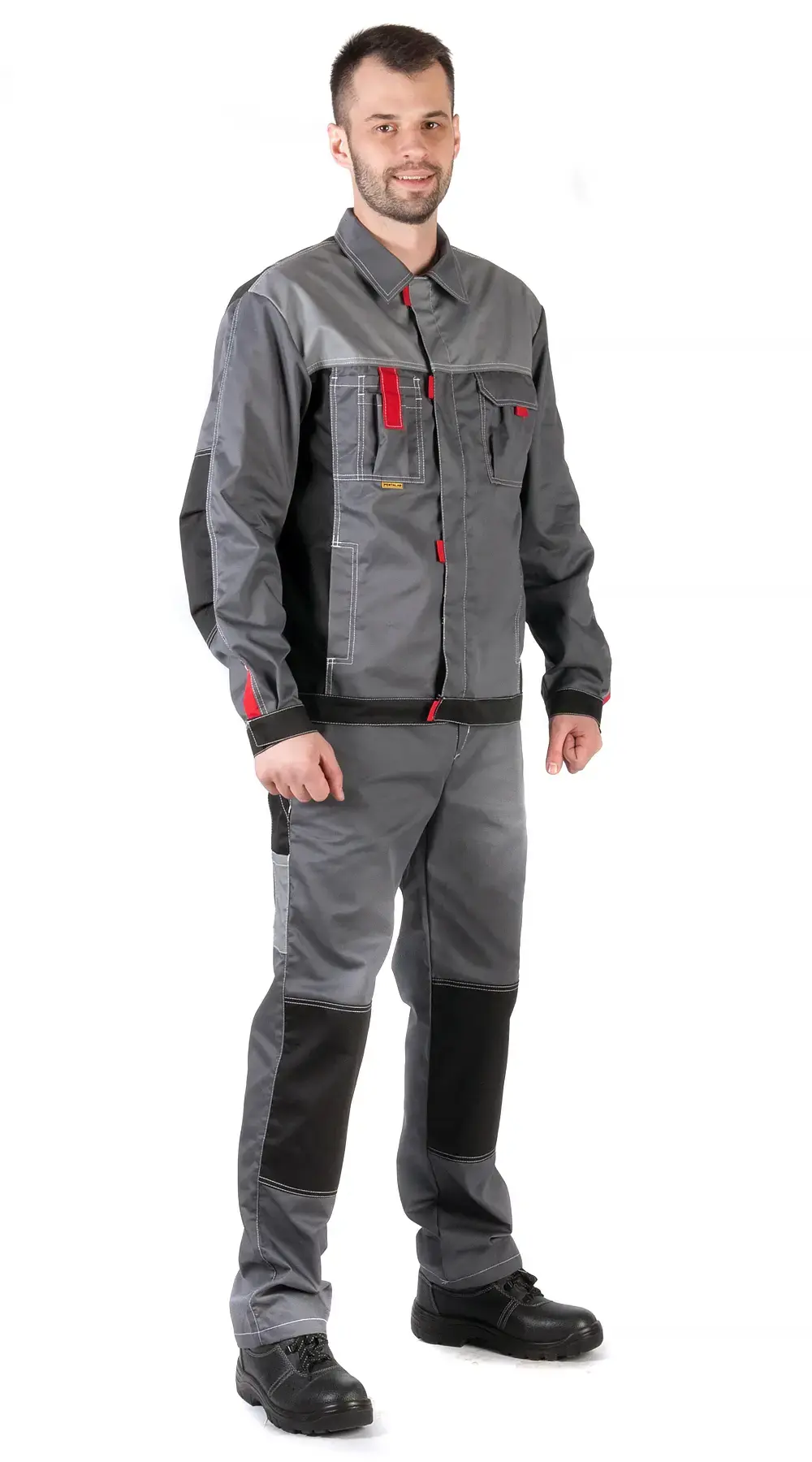 Костюм рабочий мужской летний RONTA KS212 серый, черный, красный Костюм рабочий мужской летний RONTA KS212 серый, черный, красный