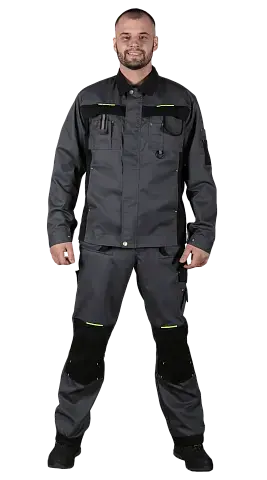 Костюм рабочий мужской летний RONTA KS814 с брюками (темно-серый, черный, лаймовый)