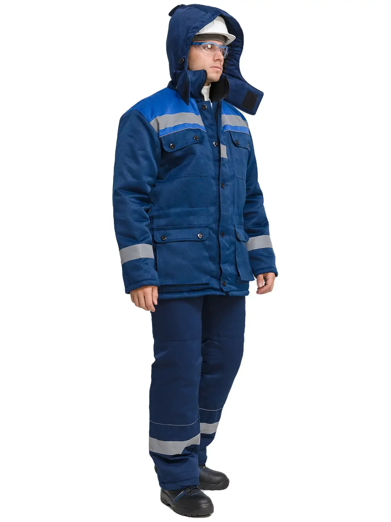 Костюм рабочий мужской утепленный зимний RONTA KS241 с полукомбинезом темно-синий, васильковый