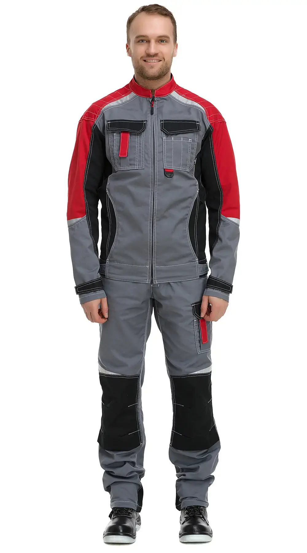 Куртка рабочая мужская летняя Техноавия "Мегаполис" серая, черная, красная