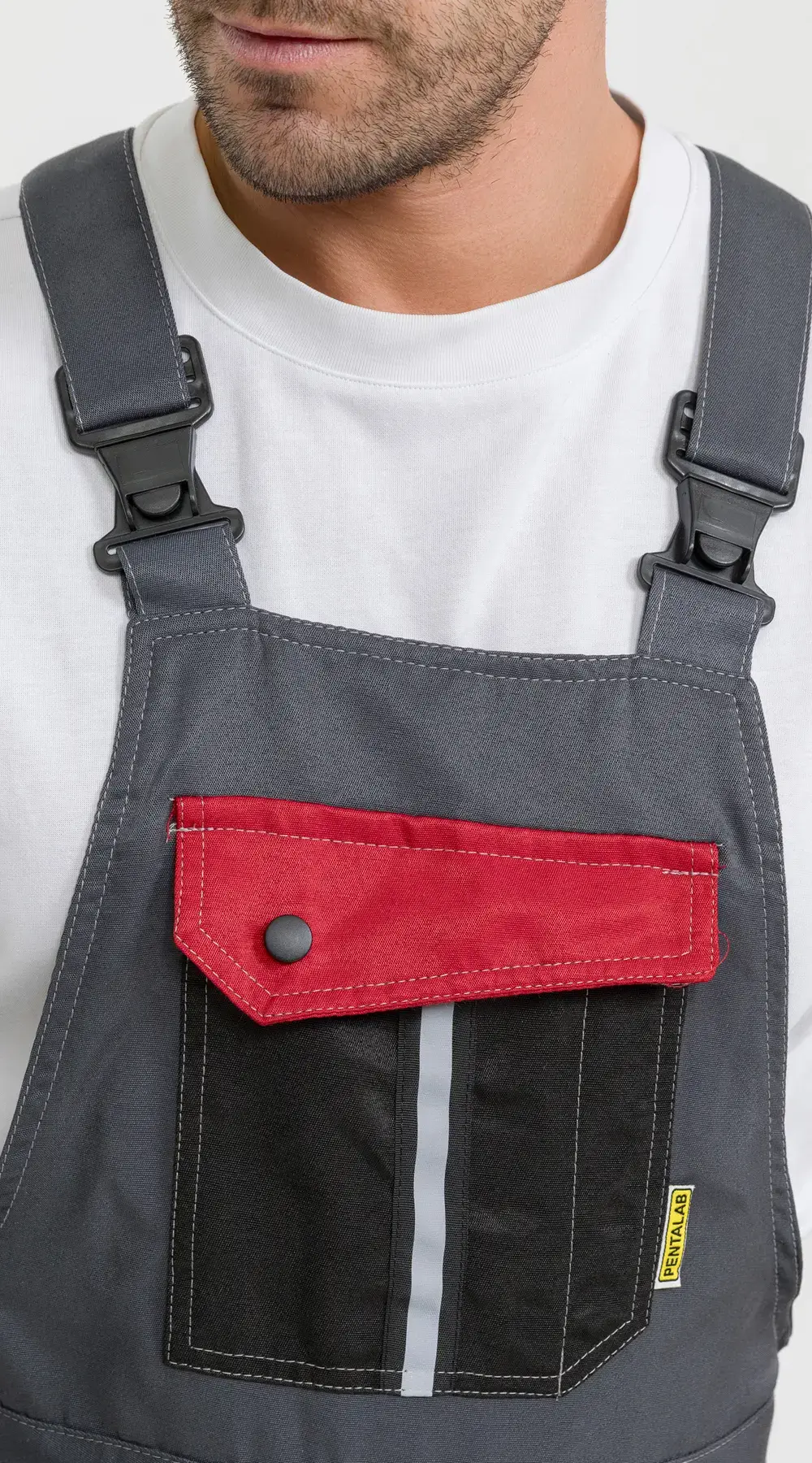 Полукомбинезон рабочий мужской летний RONTA PL818 темно-серый, черный, красный