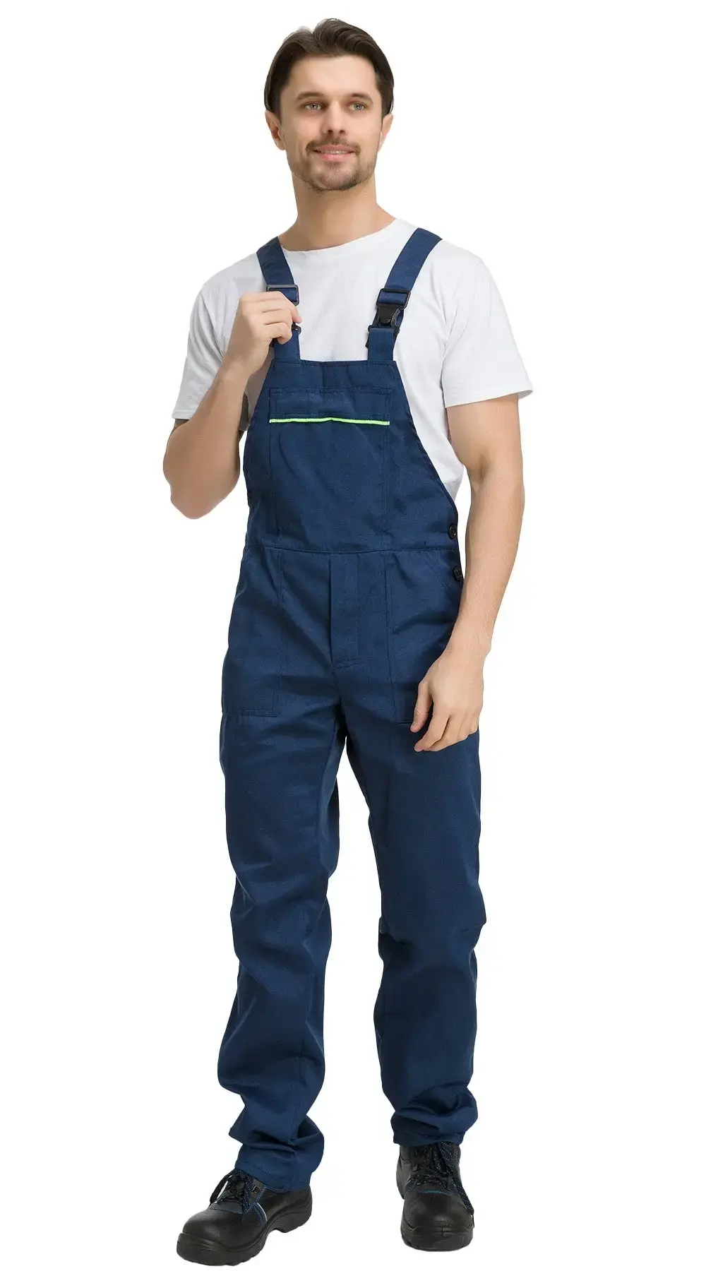 Костюм рабочий мужской летний RONTA KS622 с полукомбинезоном темно-синий, лаймовый