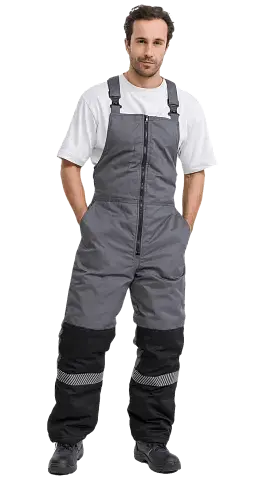 Полукомбинезон рабочий мужской зимний утепленный RONTA PL585 с СОП темно-серый, черный
