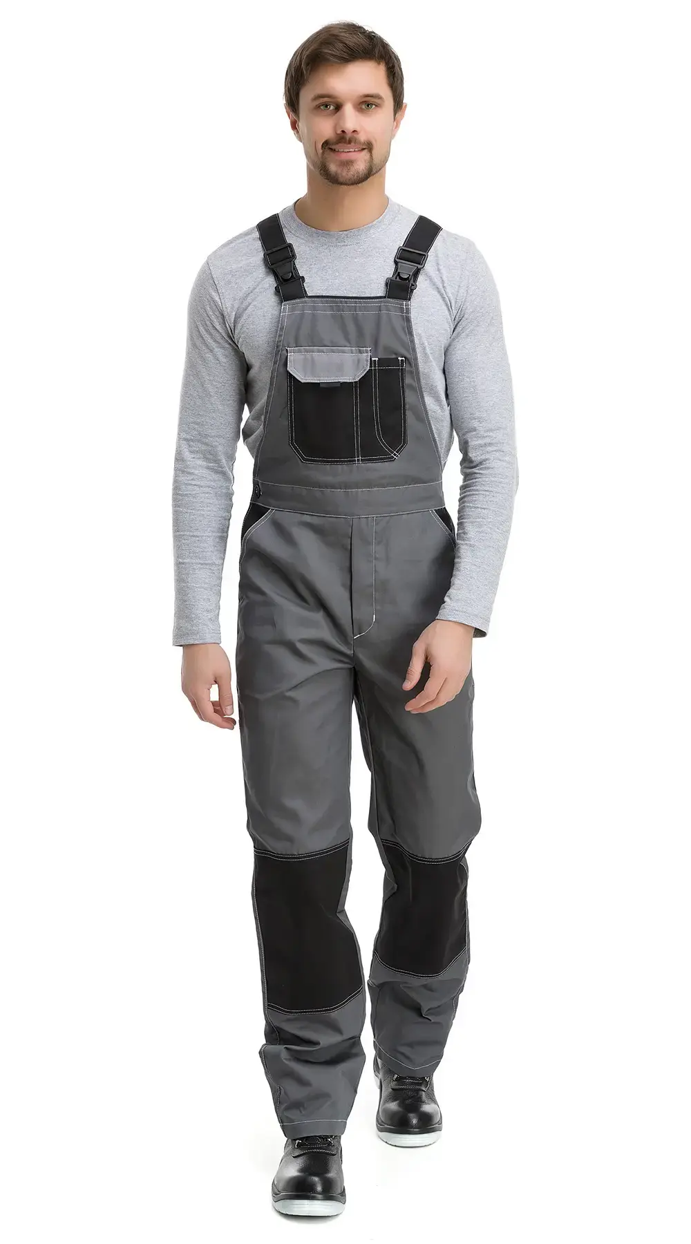 Костюм рабочий мужской летний RONTA KS212 с полукомбинезоном темно-серый, серый, черный