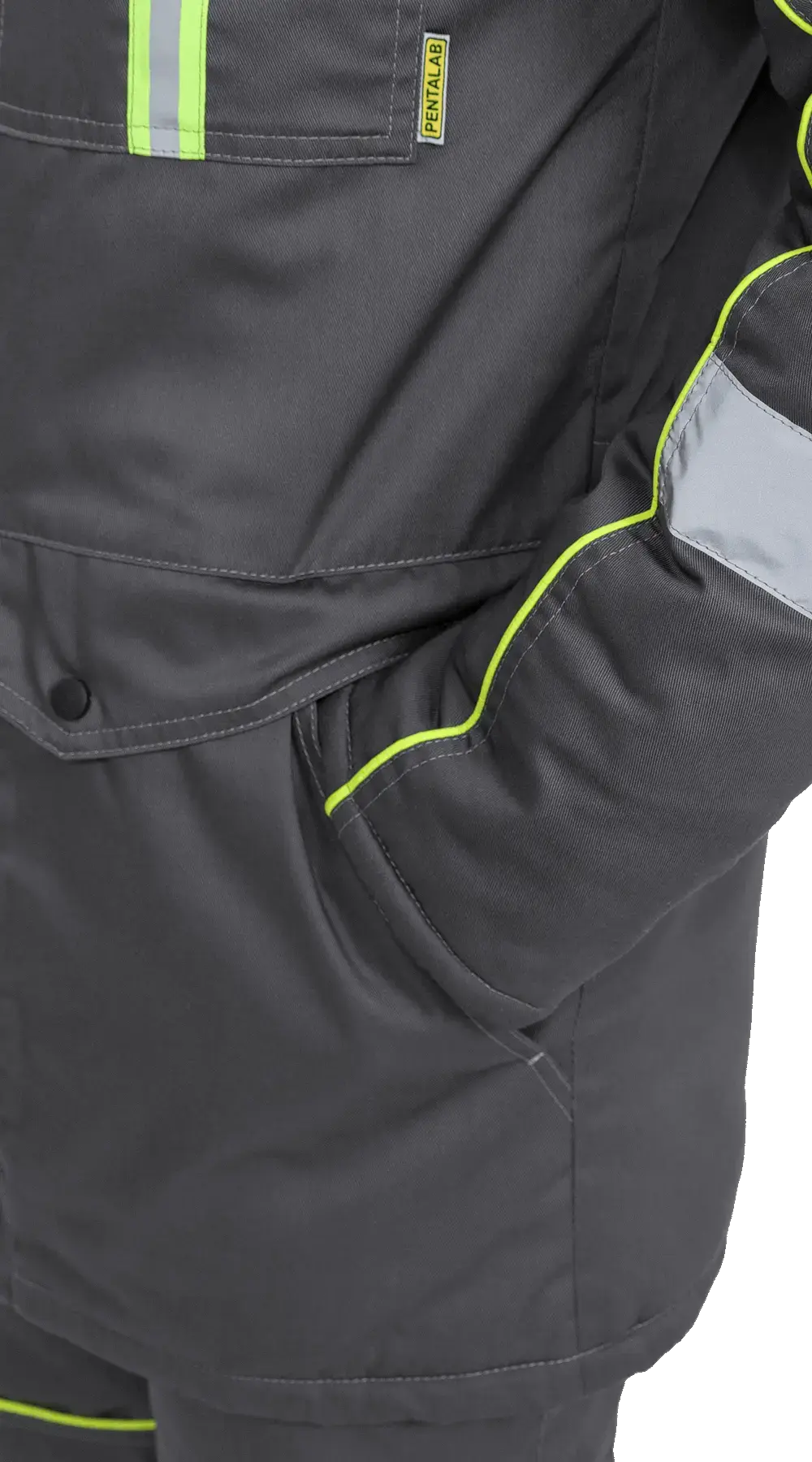 Костюм рабочий мужской утепленный зимний RONTA KS580 с полукомбинезоном т.серый, черный, лайм