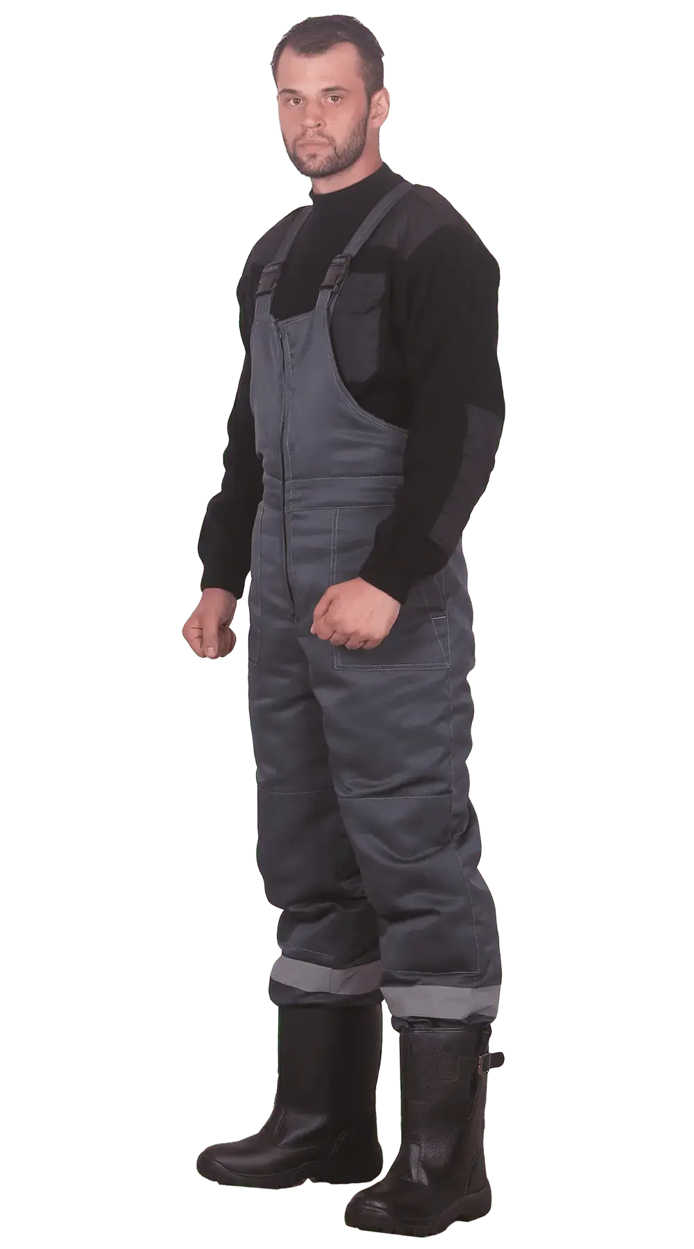 Костюм рабочий мужской утепленный зимний RONTA KS241SS с полукомбинезом темно-серый, светло-серый