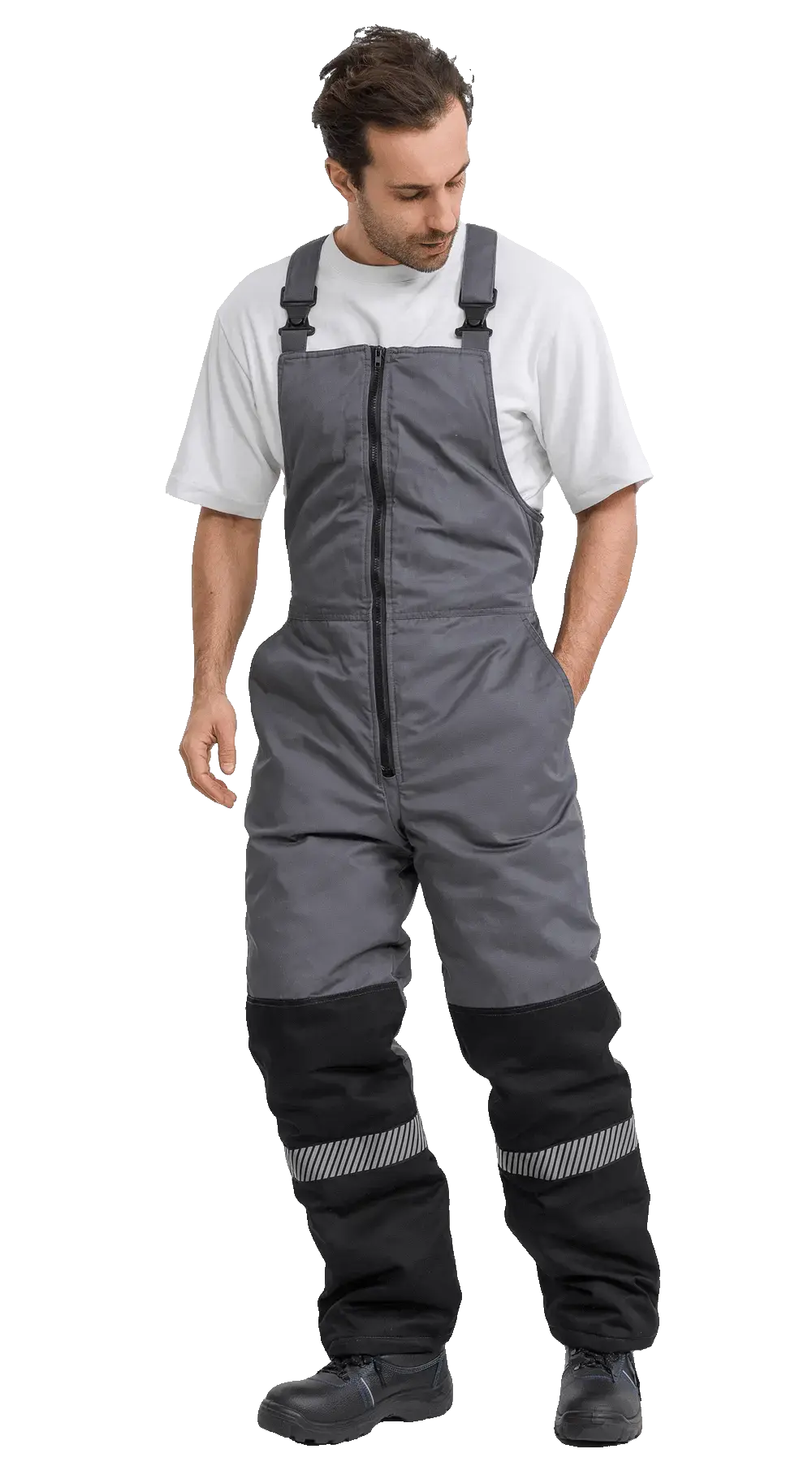 Полукомбинезон рабочий мужской зимний утепленный RONTA PL585 с СОП темно-серый, черный