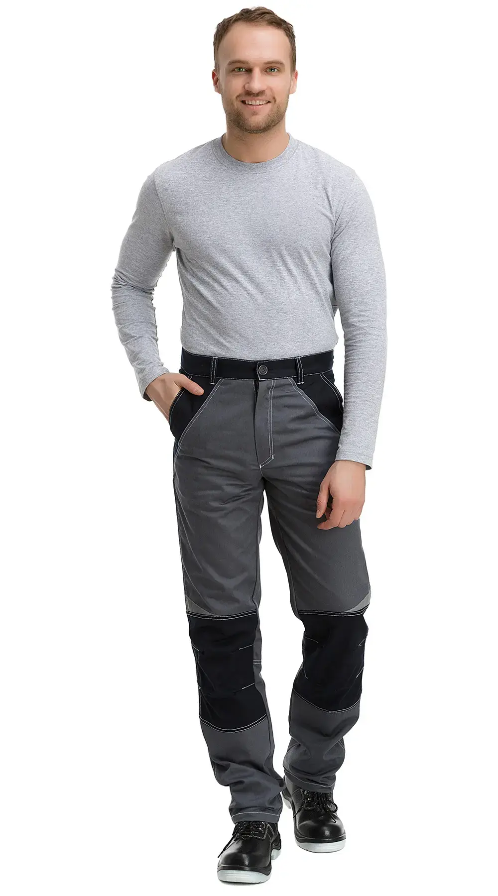 Костюм рабочий мужской летний RONTA KS908 с брюками темно-серый, черный