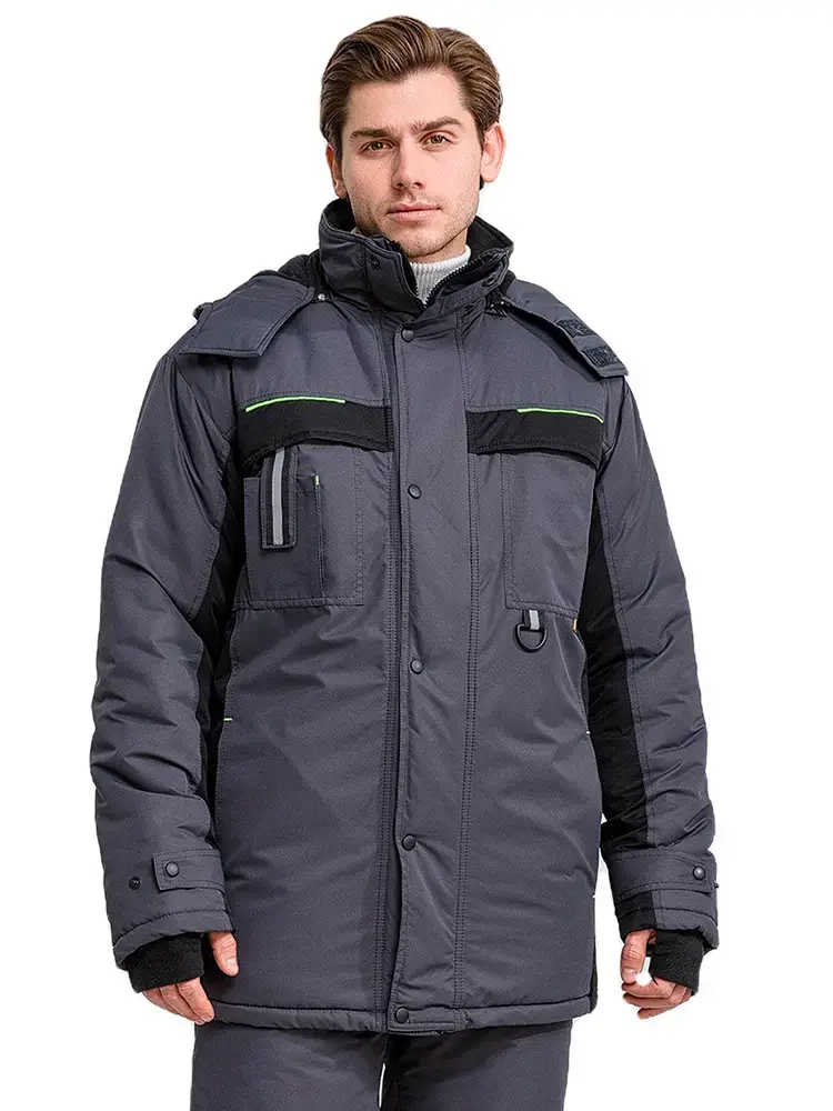 Куртка рабочая мужская зимняя утепленная RONTA KR930 MEMBRANE темно-серая, черная, лаймовая
