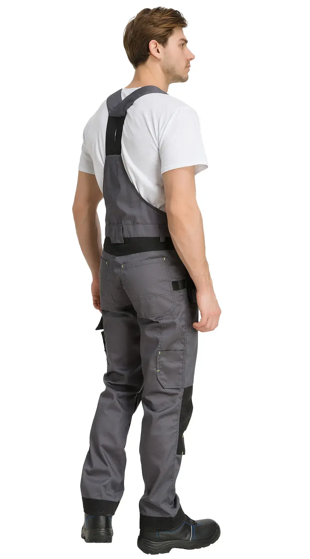 Костюм рабочий мужской летний RONTA KS810 с полукомбинезоном темно-серый, черный, лаймовый