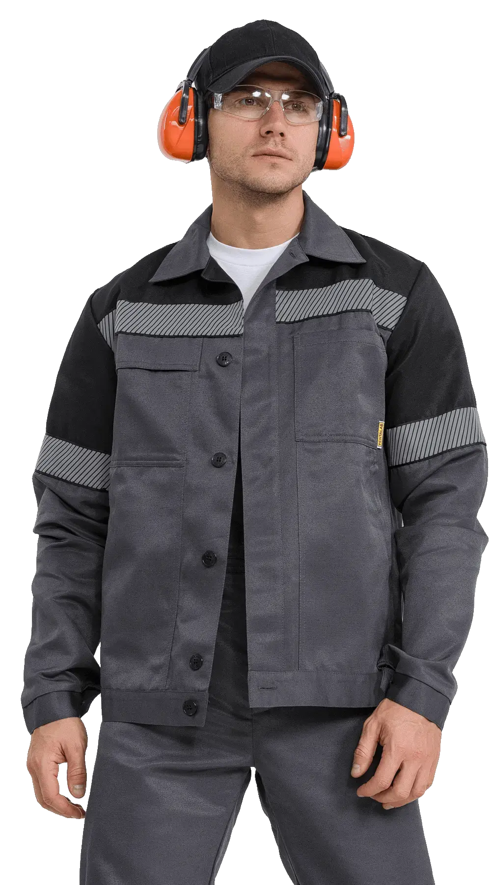 Костюм рабочий мужской летний RONTA KS812 с полукомбинезоном темно-серый, черный