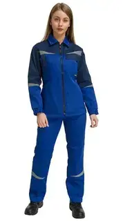 Костюм рабочий женский летний RONTA KS625 с брюками васильковый, темно-синий Костюм рабочий женский летний RONTA KS625 с брюками васильковый, темно-синий